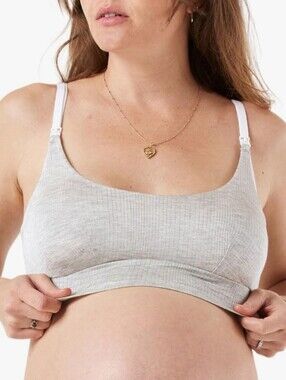 Bodily The Everything Seamless Ribbed Maternity & Nursing Bralette in Light Gray